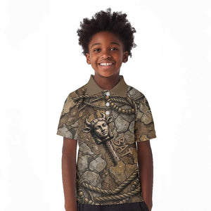 Bat Kid Polo Shirt Goddess of the Cosmos Ancient Egyptian Cow Horns Stone
