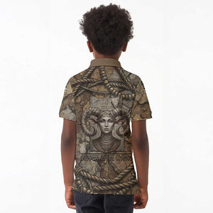 Bat Kid Polo Shirt Goddess of the Cosmos Ancient Egyptian Cow Horns Stone