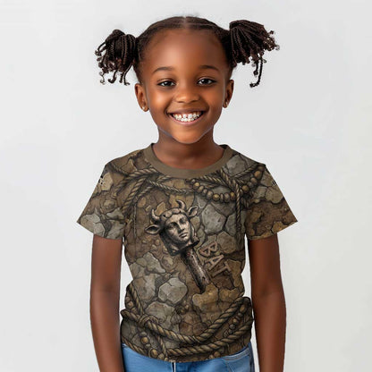 Bat Kid T shirt Goddess of the Cosmos Ancient Egyptian Cow Horns Stone