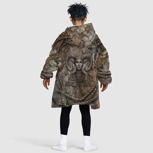 Bat Kid Wearable Blanket Hoodie Goddess of the Cosmos Ancient Egyptian Cow Horns Stone