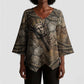 Bat Kimono Sleeve Blouse Goddess of the Cosmos Ancient Egyptian Cow Horns Stone
