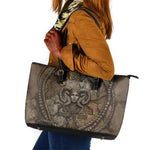 Bat Leather Tote Bag Goddess of the Cosmos Ancient Egyptian Cow Horns Stone
