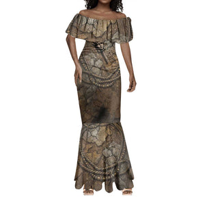 Bat Mermaid Dress Goddess of the Cosmos Ancient Egyptian Cow Horns Stone