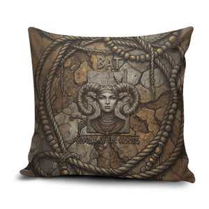 Bat Pillow Cover Goddess of the Cosmos Ancient Egyptian Cow Horns Stone