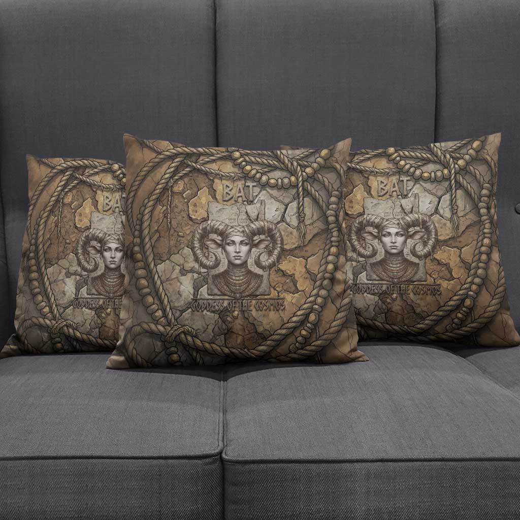 Bat Pillow Cover Goddess of the Cosmos Ancient Egyptian Cow Horns Stone