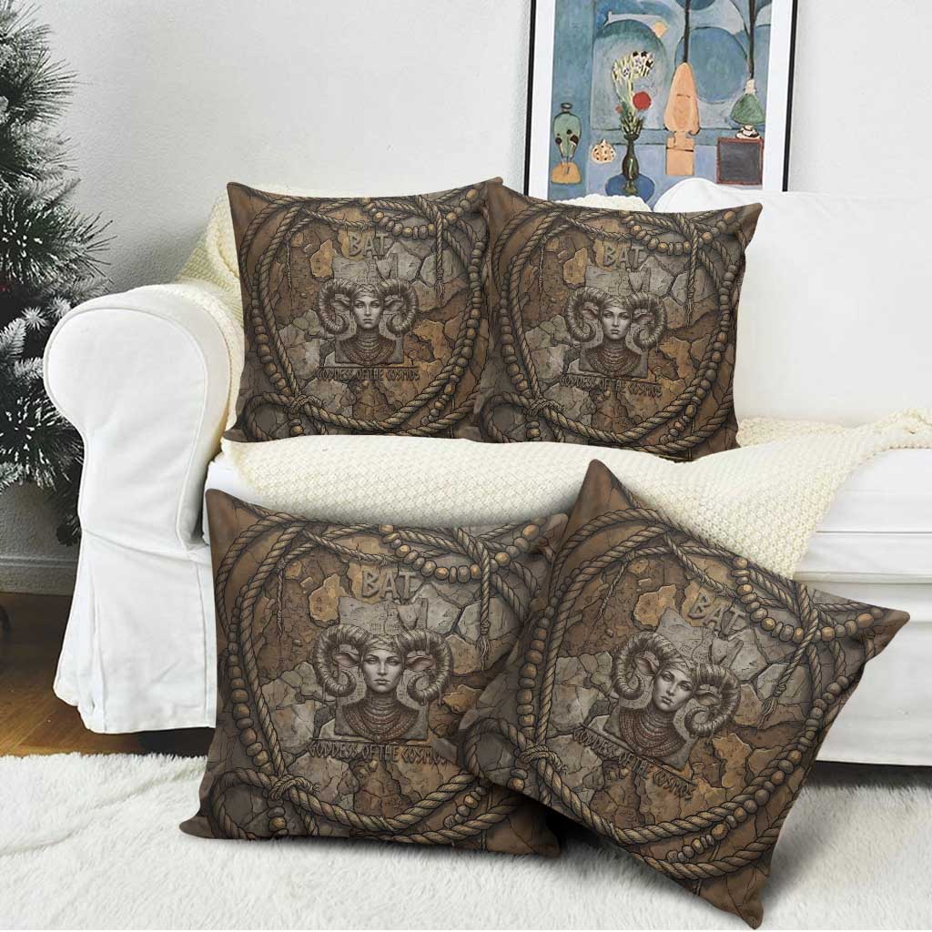 Bat Pillow Cover Goddess of the Cosmos Ancient Egyptian Cow Horns Stone