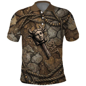 Bat Polo Shirt Goddess of the Cosmos Ancient Egyptian Cow Horns Stone