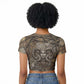 Bat Raglan Cropped T shirt Goddess of the Cosmos Ancient Egyptian Cow Horns Stone