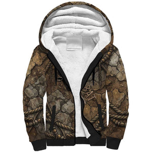 Bat Sherpa Hoodie Goddess of the Cosmos Ancient Egyptian Cow Horns Stone