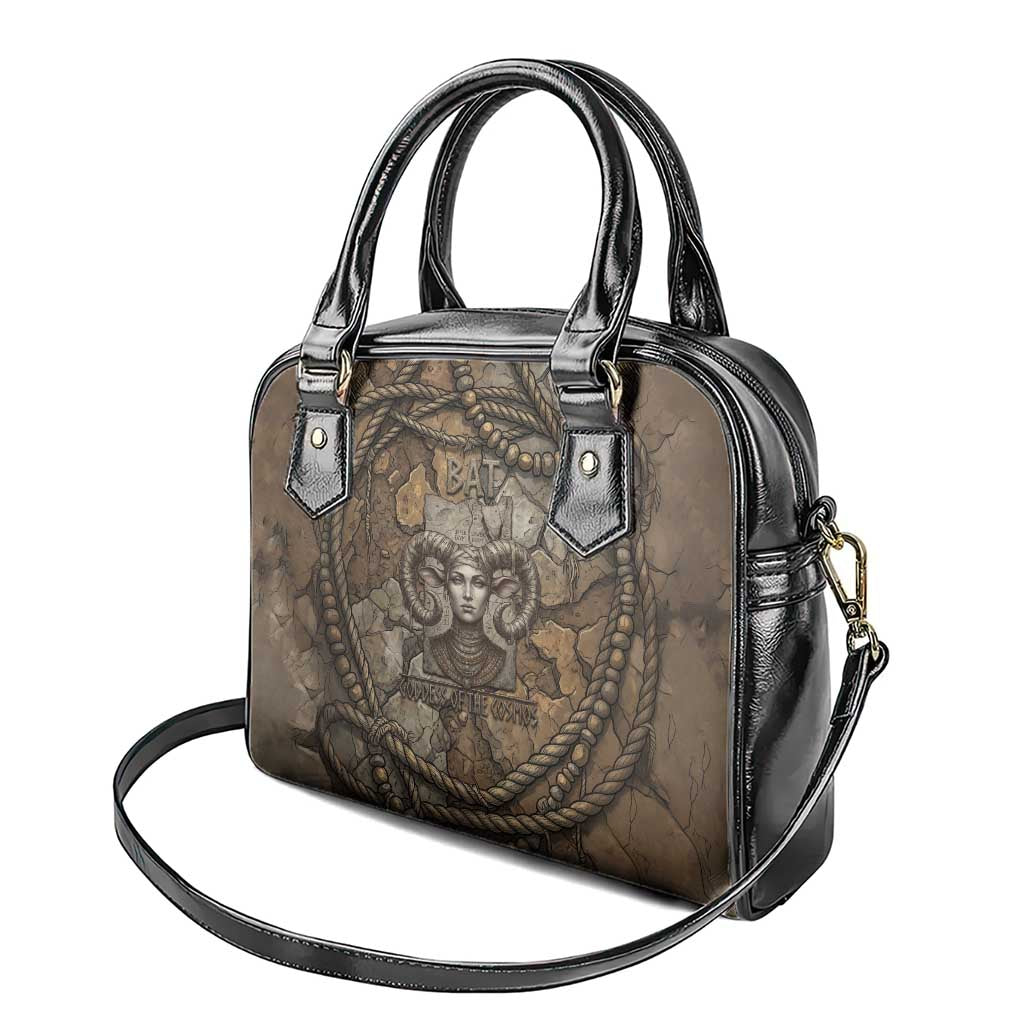 Bat Shoulder Handbag Goddess of the Cosmos Ancient Egyptian Cow Horns Stone