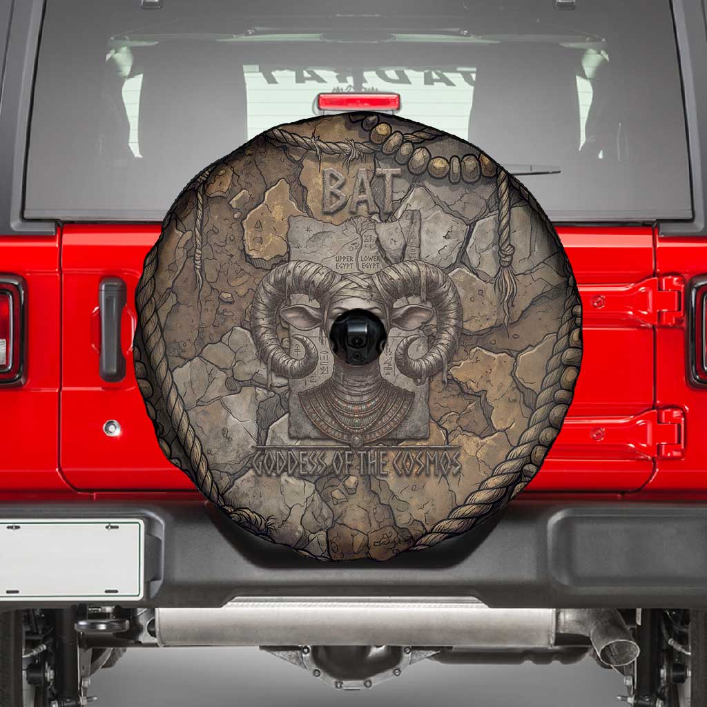 Bat Spare Tire Cover Goddess of the Cosmos Ancient Egyptian Cow Horns Stone