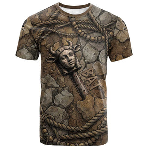 Bat T shirt Goddess of the Cosmos Ancient Egyptian Cow Horns Stone