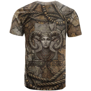 Bat T shirt Goddess of the Cosmos Ancient Egyptian Cow Horns Stone