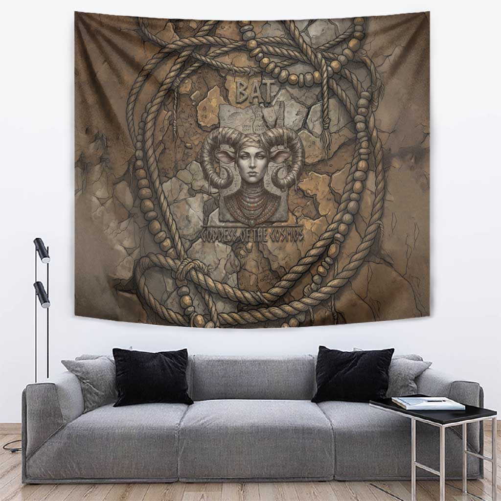 Bat Tapestry Goddess of the Cosmos Ancient Egyptian Cow Horns Stone