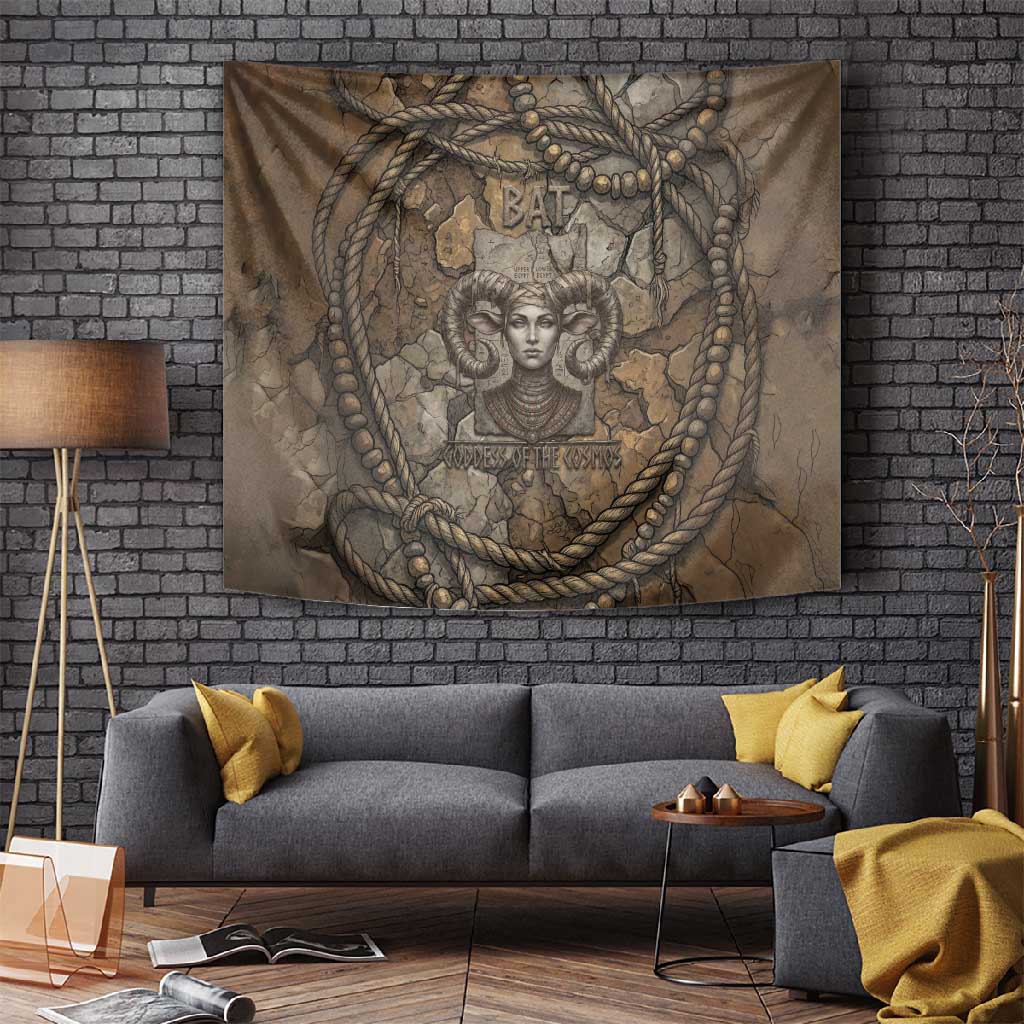 Bat Tapestry Goddess of the Cosmos Ancient Egyptian Cow Horns Stone