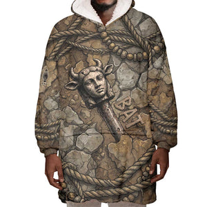 Bat Wearable Blanket Hoodie Goddess of the Cosmos Ancient Egyptian Cow Horns Stone