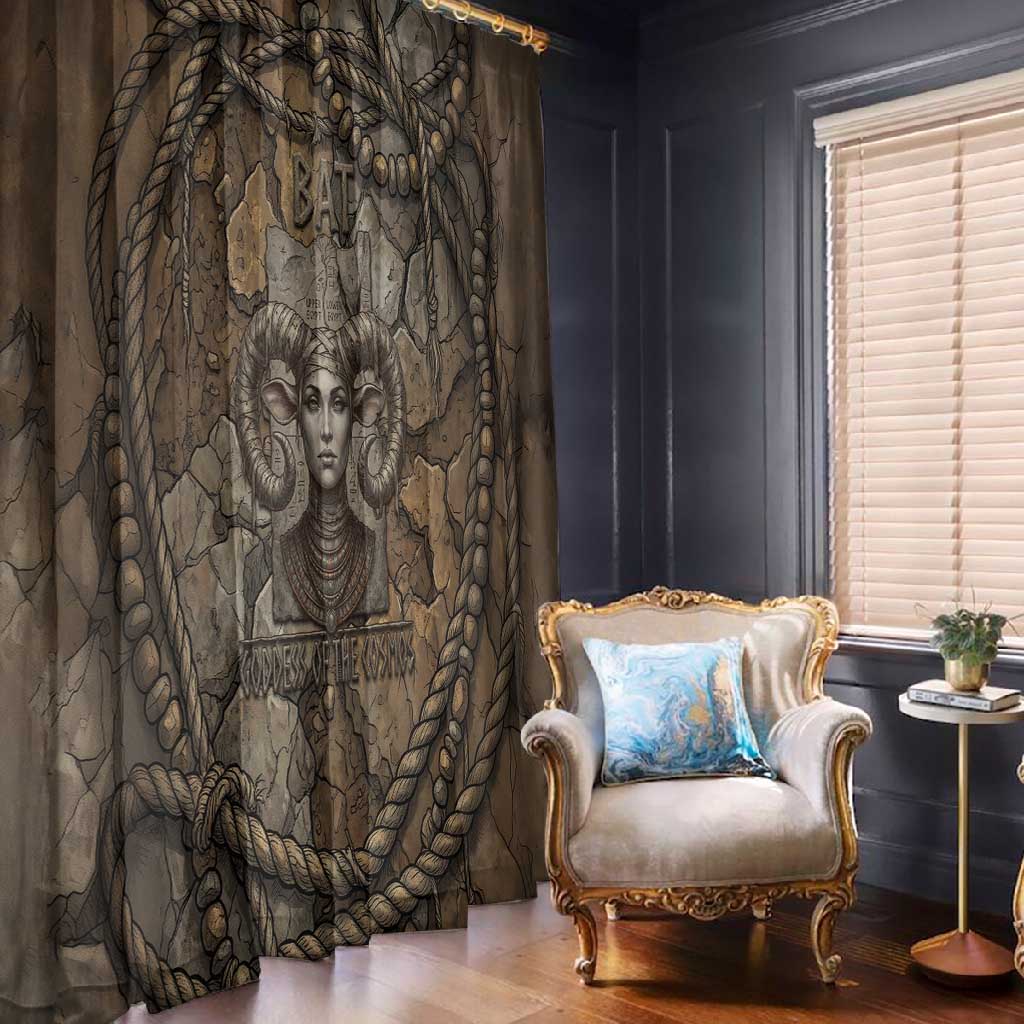 Bat Window Curtain Goddess of the Cosmos Ancient Egyptian Cow Horns Stone
