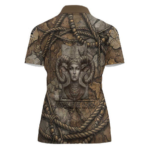 Bat Women Polo Shirt Goddess of the Cosmos Ancient Egyptian Cow Horns Stone