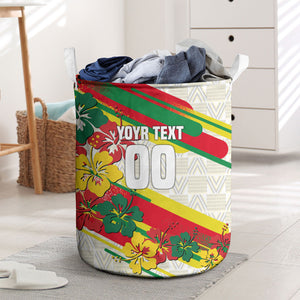Personalized Ghana Football Laundry Basket Soccer Player Kick - Floral Hibiscus