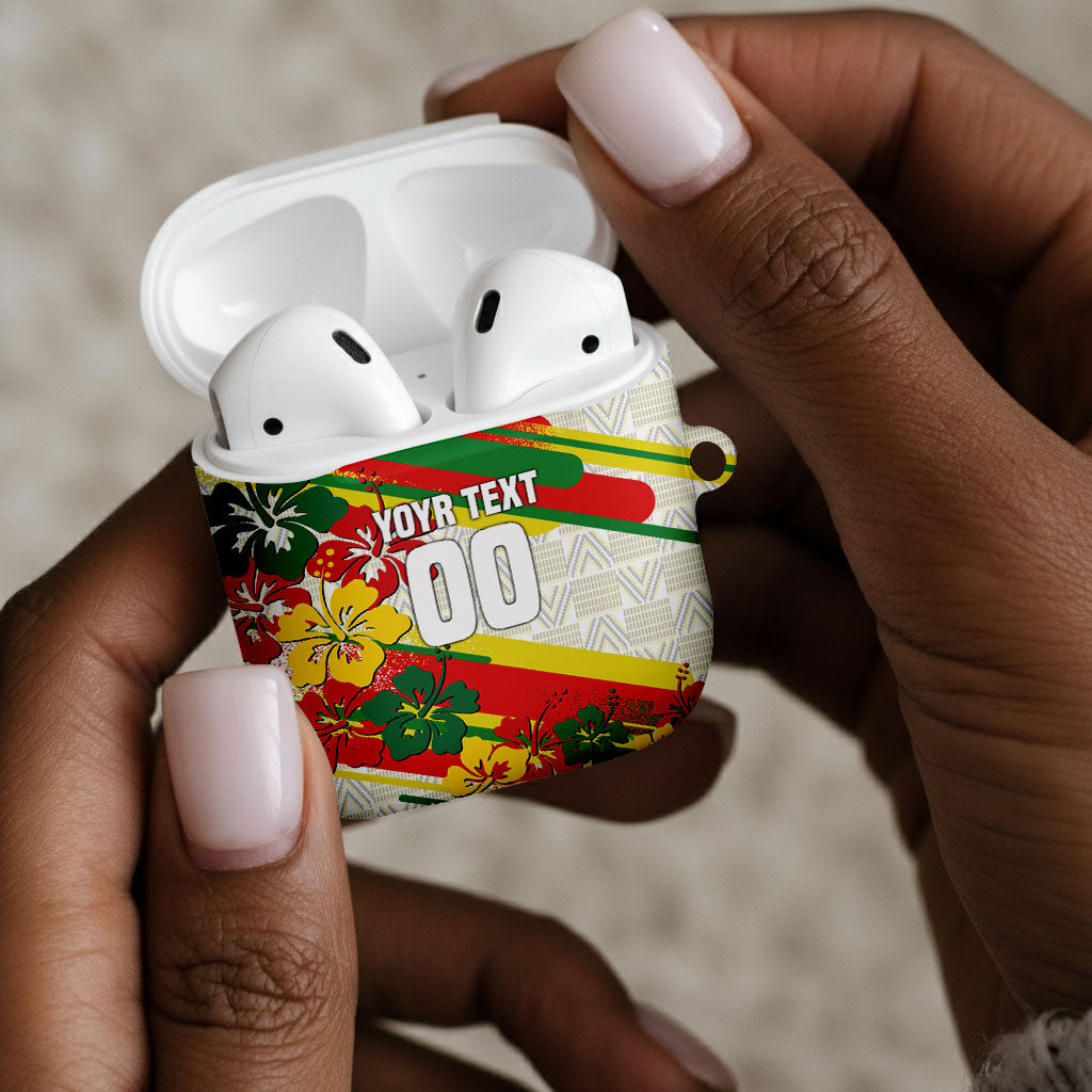 Personalized Ghana Football AirPods Case Soccer Player Kick - Floral Hibiscus