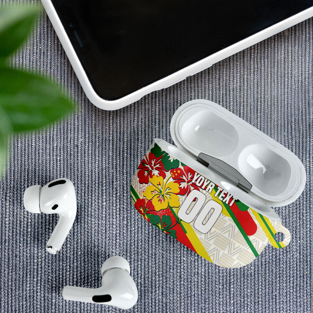 Personalized Ghana Football AirPods Case Soccer Player Kick - Floral Hibiscus