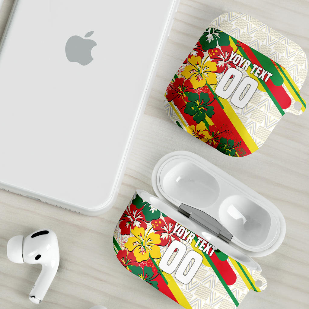 Personalized Ghana Football AirPods Case Soccer Player Kick - Floral Hibiscus