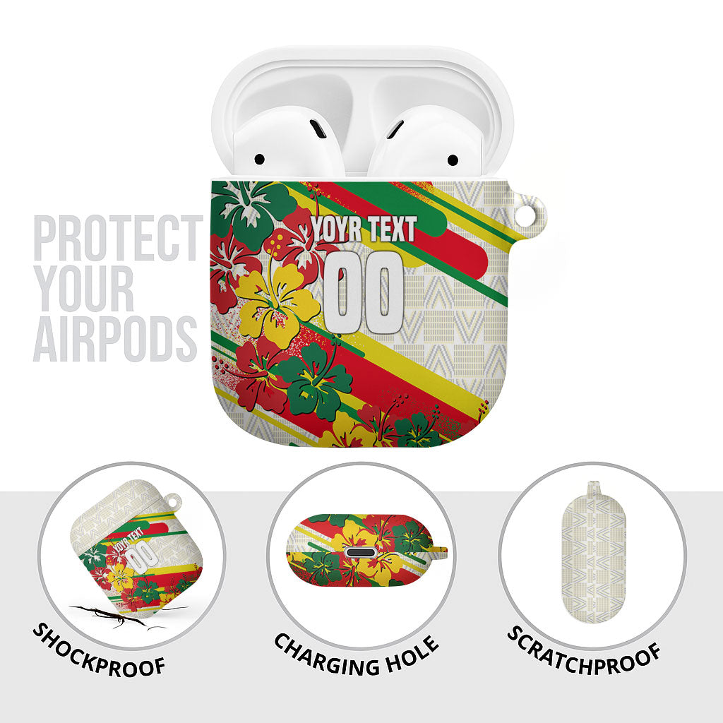 Personalized Ghana Football AirPods Case Soccer Player Kick - Floral Hibiscus