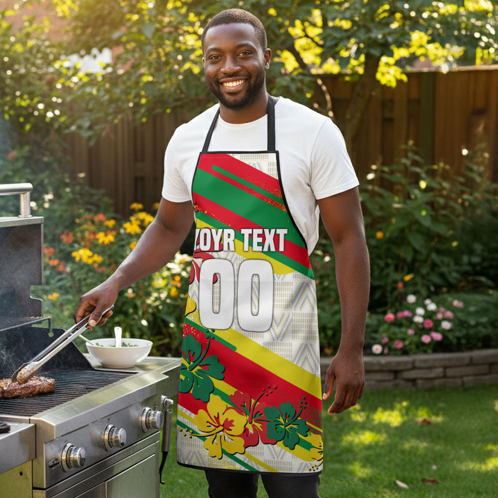 Personalized Ghana Football Apron Soccer Player Kick - Floral Hibiscus
