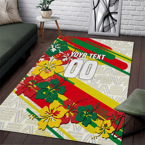 Personalized Ghana Football Area Rug Soccer Player Kick - Floral Hibiscus