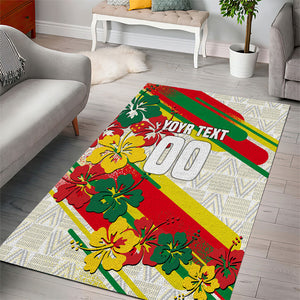 Personalized Ghana Football Area Rug Soccer Player Kick - Floral Hibiscus