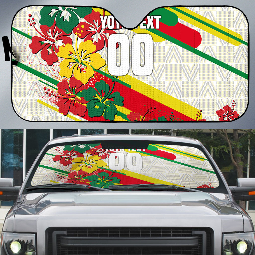 Personalized Ghana Football Auto Sun Shade Soccer Player Kick - Floral Hibiscus