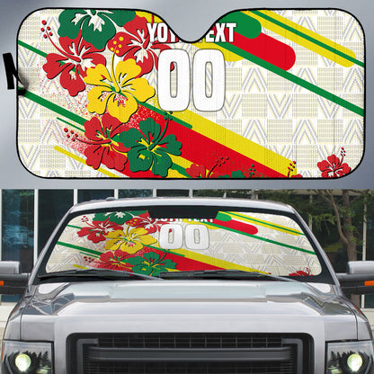Personalized Ghana Football Auto Sun Shade Soccer Player Kick - Floral Hibiscus