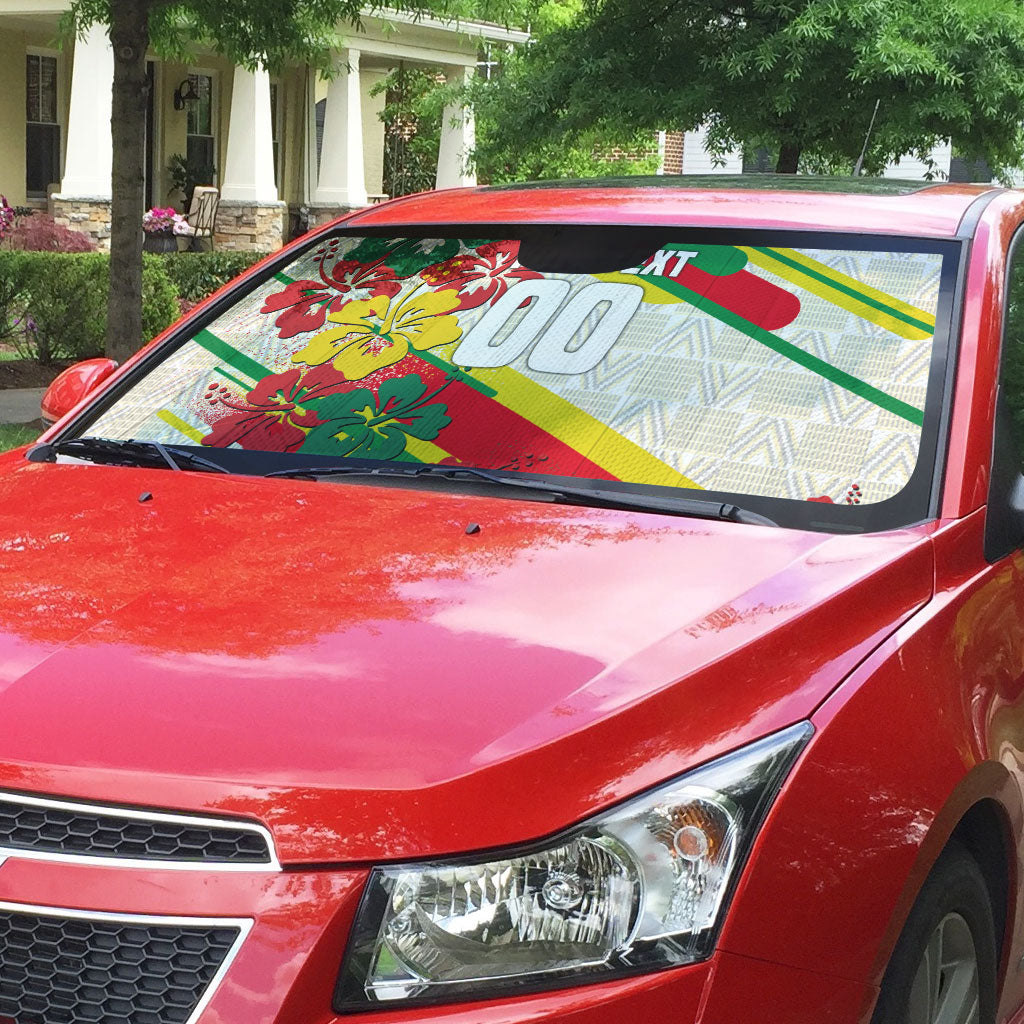 Personalized Ghana Football Auto Sun Shade Soccer Player Kick - Floral Hibiscus