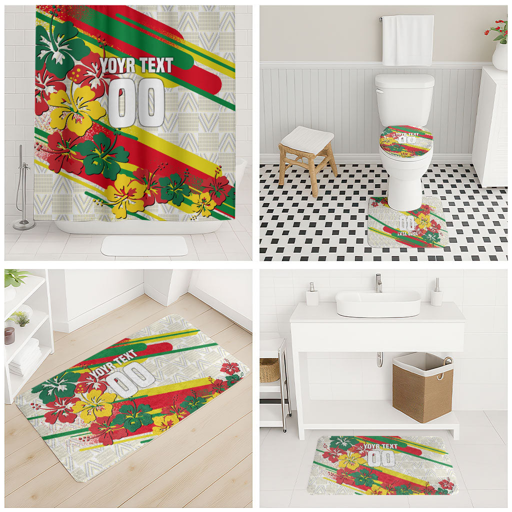 Personalized Ghana Football Bathroom Set Soccer Player Kick - Floral Hibiscus