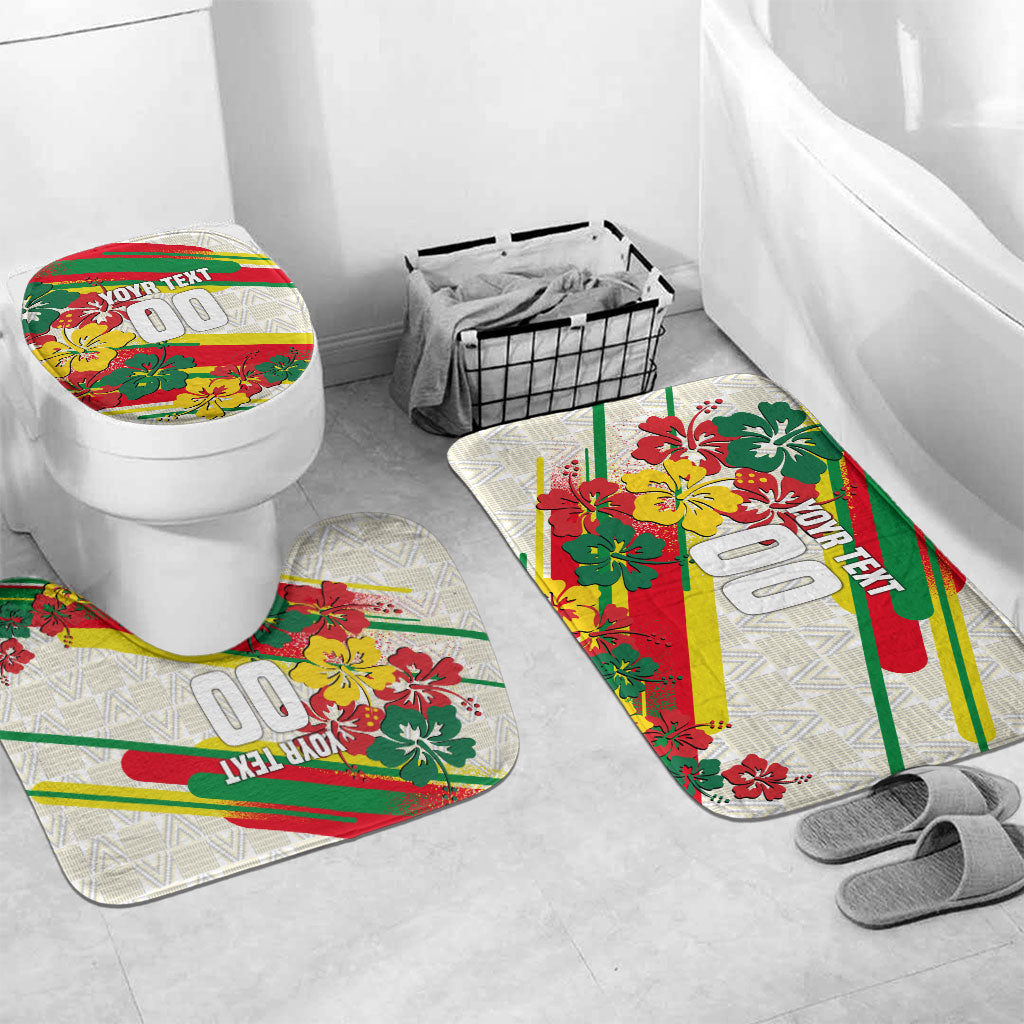 Personalized Ghana Football Bathroom Set Soccer Player Kick - Floral Hibiscus