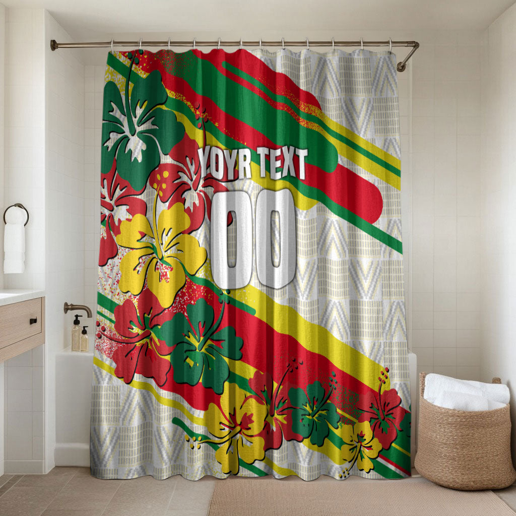 Personalized Ghana Football Bathroom Set Soccer Player Kick - Floral Hibiscus