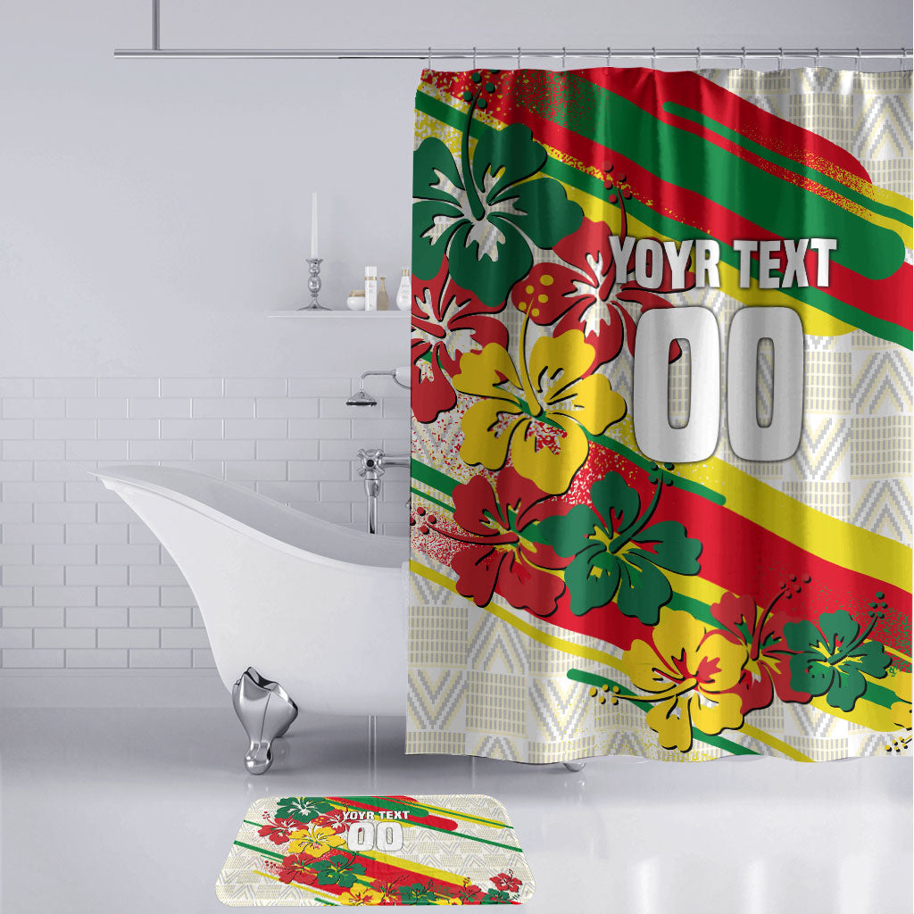 Personalized Ghana Football Bathroom Set Soccer Player Kick - Floral Hibiscus