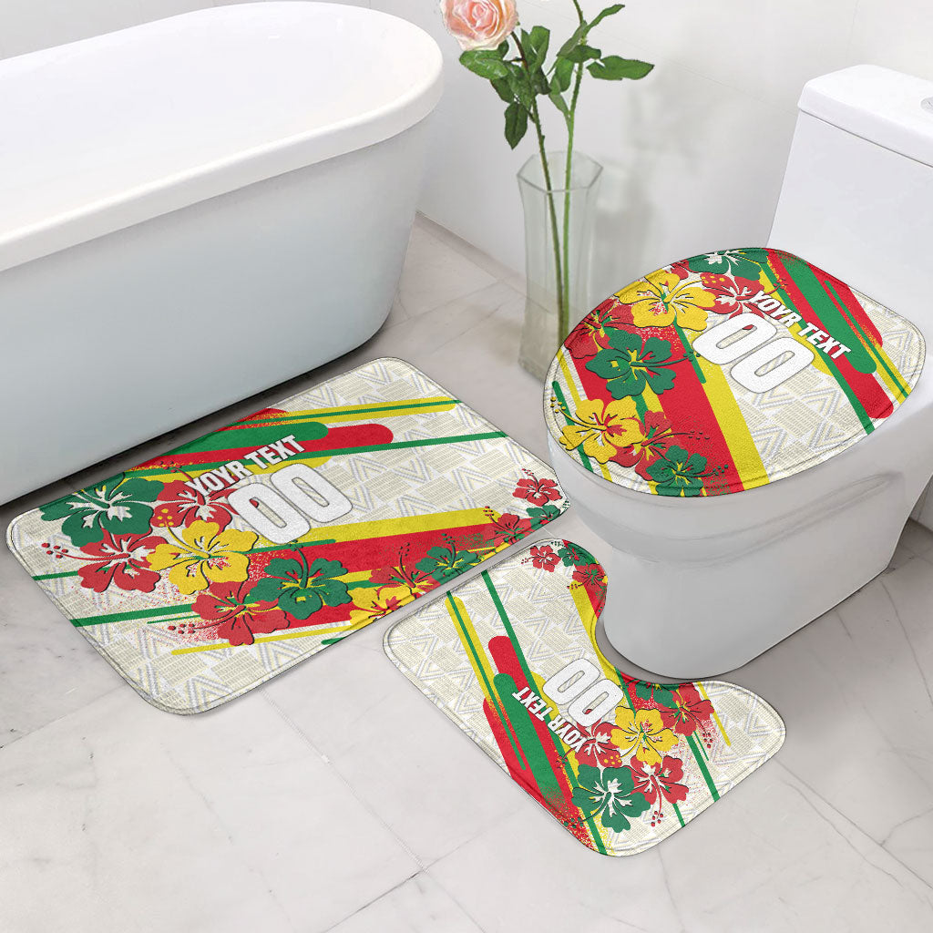 Personalized Ghana Football Bathroom Set Soccer Player Kick - Floral Hibiscus