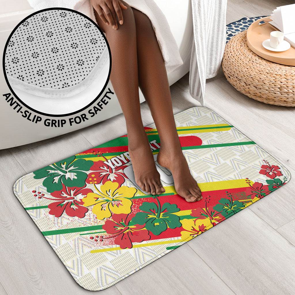 Personalized Ghana Football Bathroom Set Soccer Player Kick - Floral Hibiscus