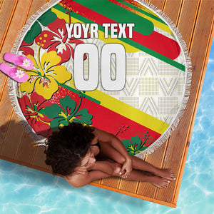 Personalized Ghana Football Beach Blanket Soccer Player Kick - Floral Hibiscus