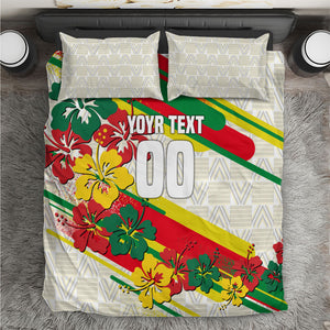 Personalized Ghana Football Bedding Set Soccer Player Kick - Floral Hibiscus