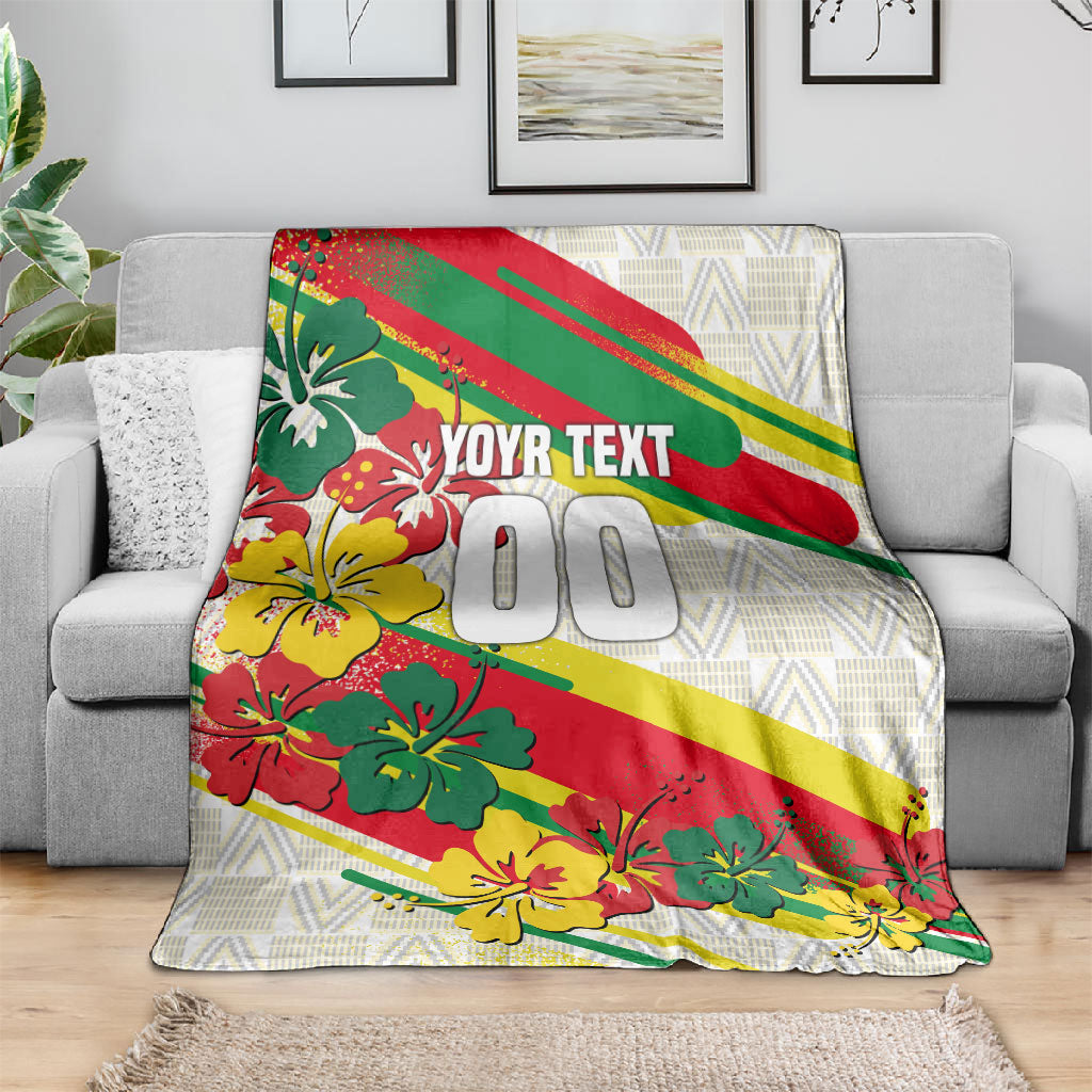Personalized Ghana Football Blanket Soccer Player Kick - Floral Hibiscus