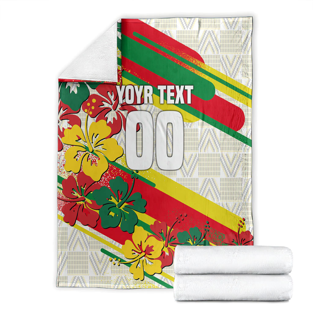 Personalized Ghana Football Blanket Soccer Player Kick - Floral Hibiscus