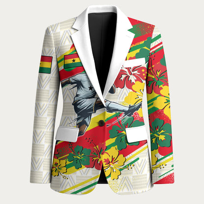 Personalized Ghana Football Blazer Soccer Player Kick - Floral Hibiscus