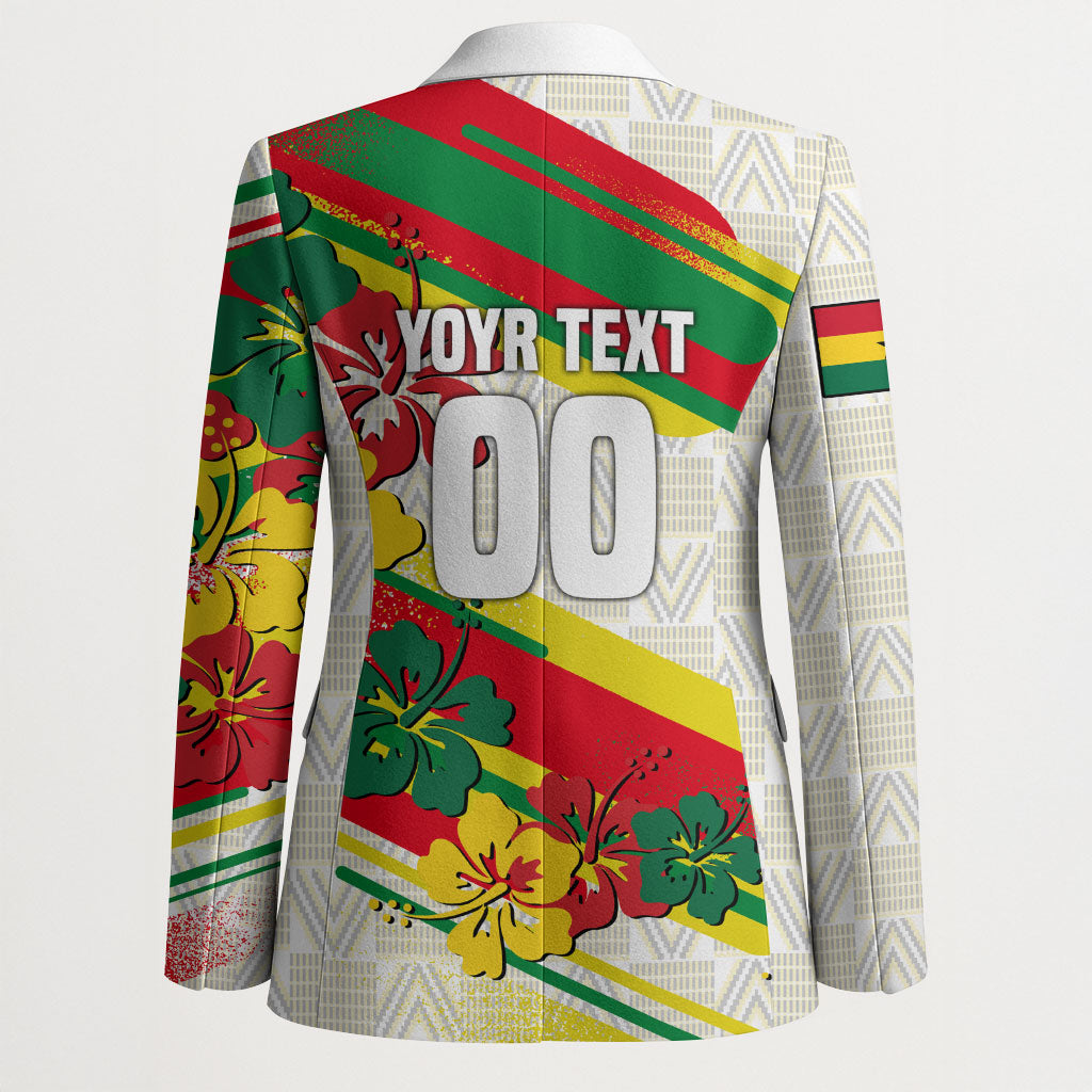Personalized Ghana Football Blazer Soccer Player Kick - Floral Hibiscus