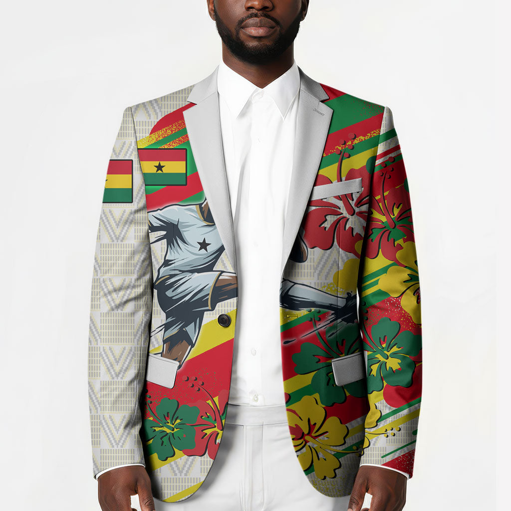 Personalized Ghana Football Blazer Soccer Player Kick - Floral Hibiscus
