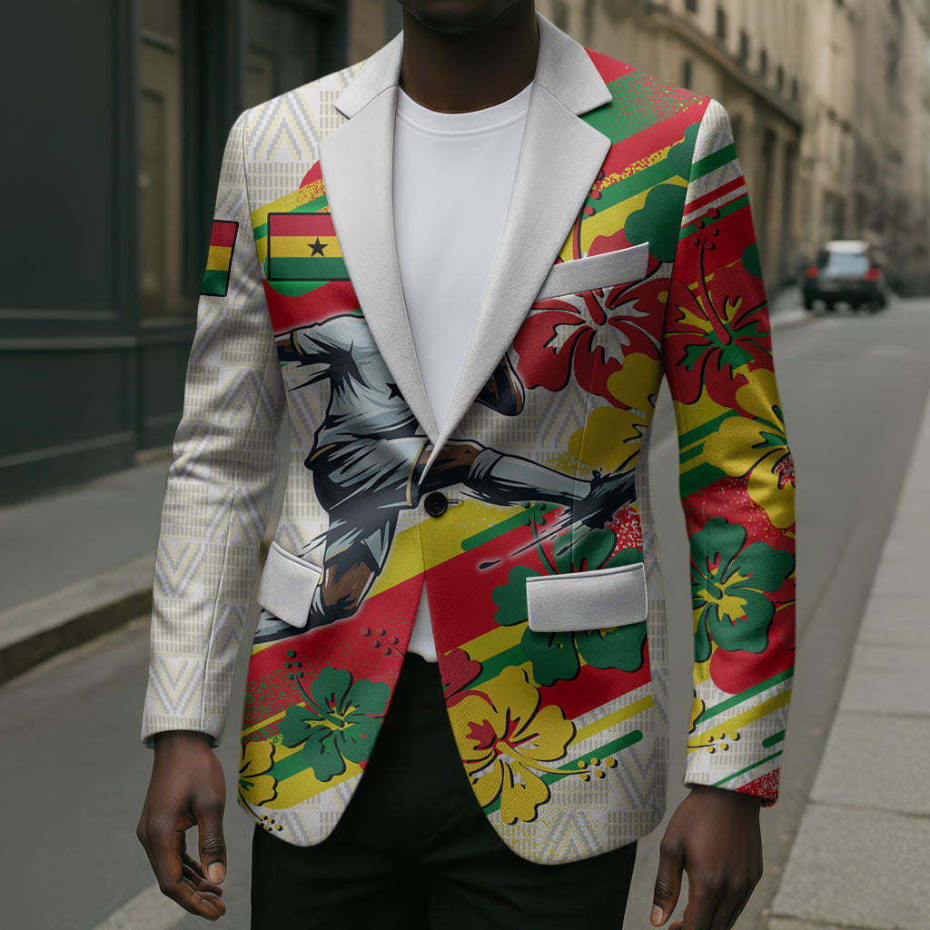 Personalized Ghana Football Blazer Soccer Player Kick - Floral Hibiscus