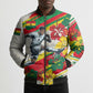Personalized Ghana Football Bomber Puffer Jacket Soccer Player Kick - Floral Hibiscus