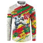 Personalized Ghana Football Button Sweatshirt Soccer Player Kick - Floral Hibiscus