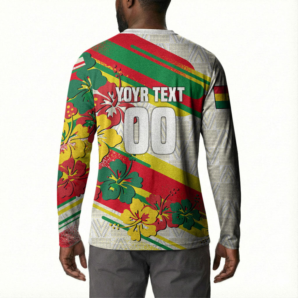 Personalized Ghana Football Button Sweatshirt Soccer Player Kick - Floral Hibiscus